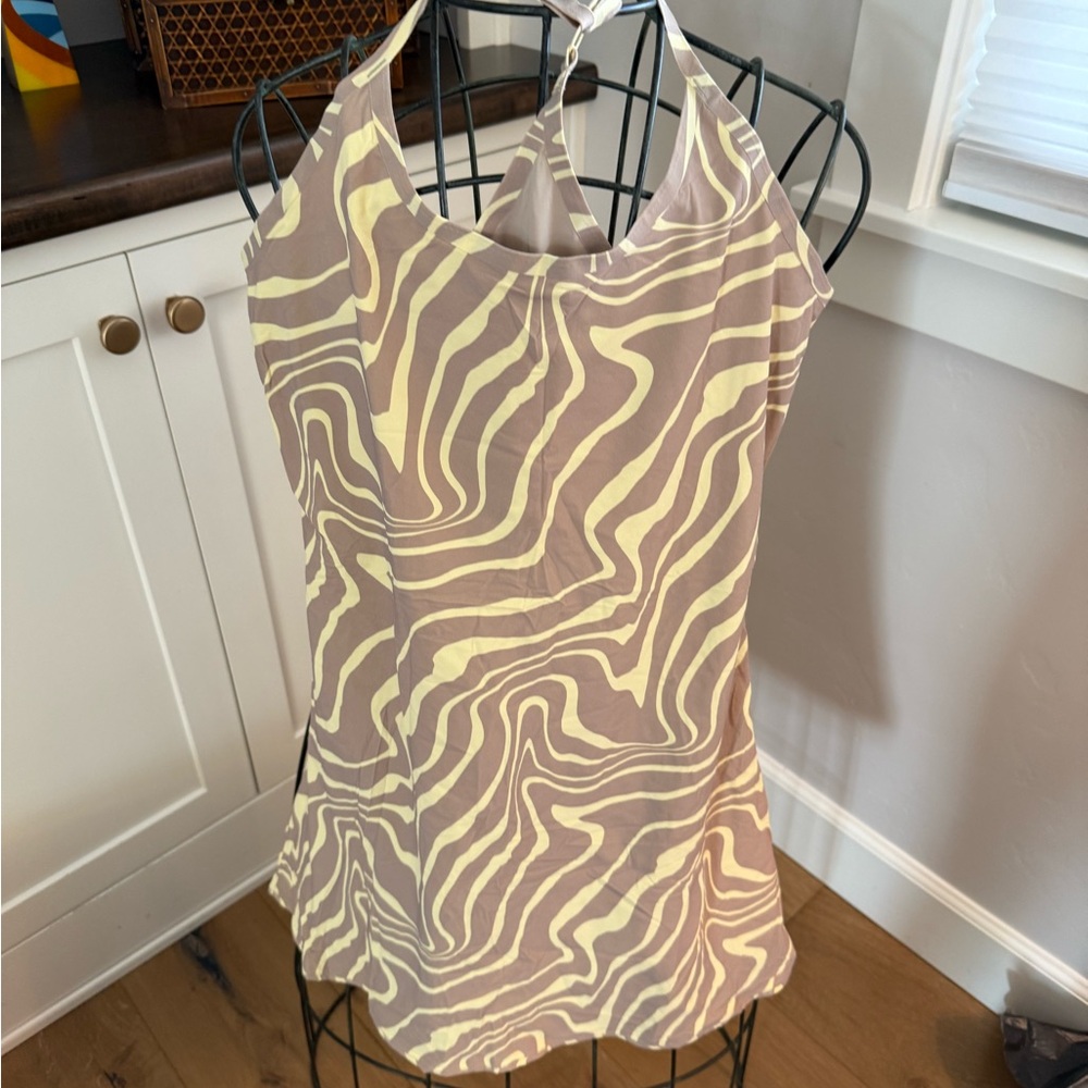 Outdoor Voices Beige and Yellow Romper Dress